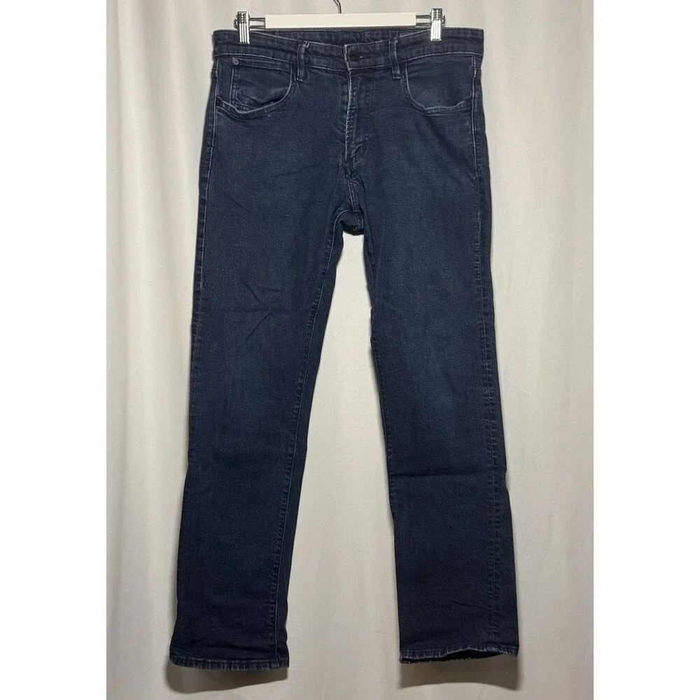 Bonobos Men's Size 33x32 Blue Jeans Dark Wash Straight Slim Stretch Denim